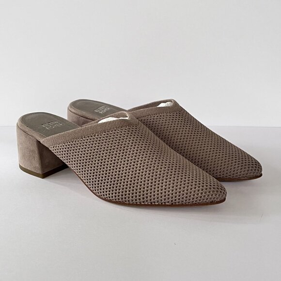 NEW Eileen Fisher Betsy Knit Mule Size 9 Taupe Almond Vero Cuoio Slip-on - Picture 1 of 7